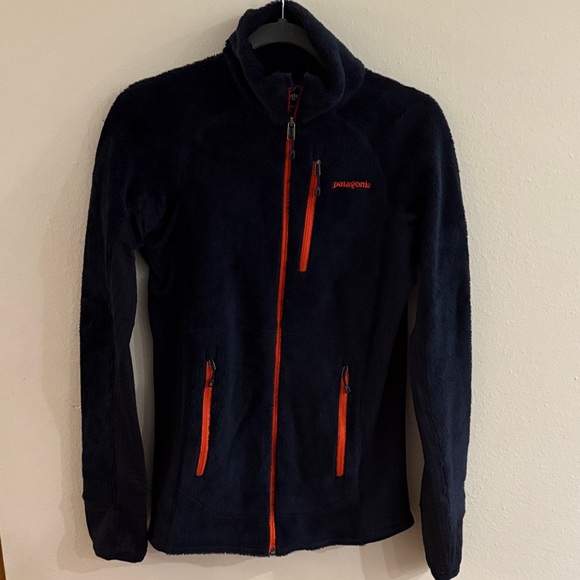Patagonia Men's sz S Dark Blue R2 Fleece Jacket  Red Accents zip front retool - Picture 2 of 8